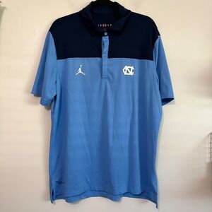 Jordan Brand UNC Tar Heels Dri-FIT Polo Shirt Mens Large Carolina Blue Navy